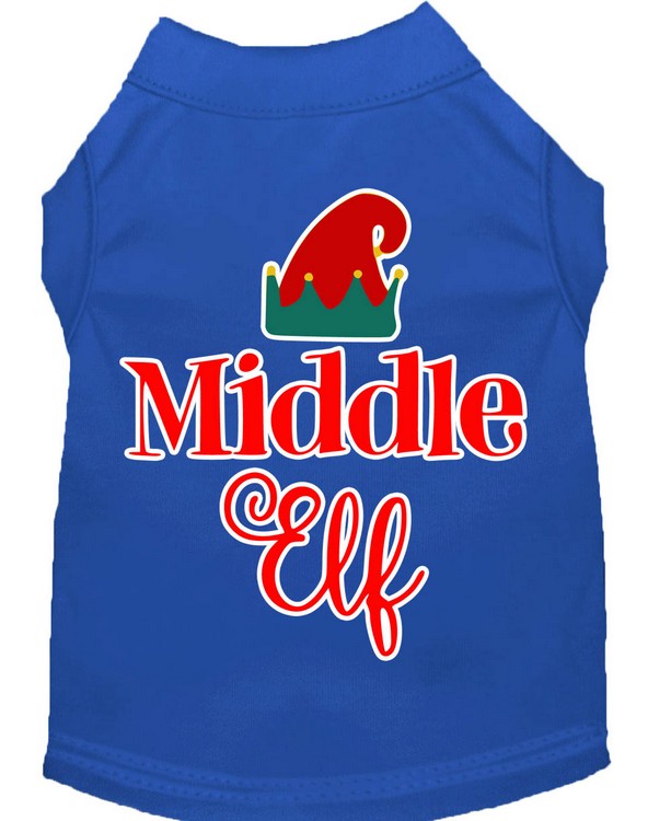 Middle Elf Screen Print Dog Shirt Blue Sm